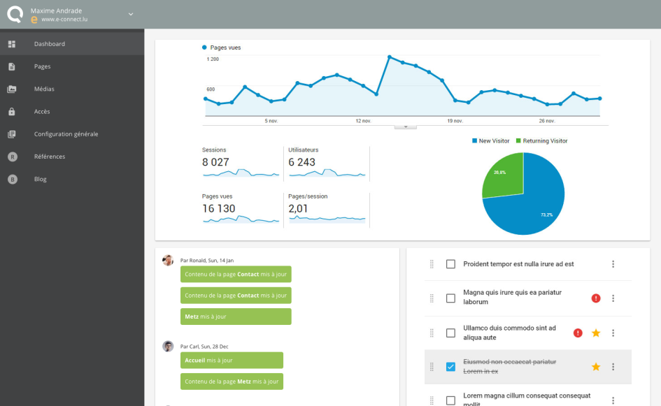 webmaster - dashboard